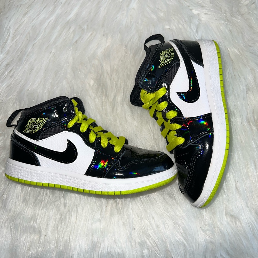 Hard to Find Black Cyber Air Jordan 1 Mid Size 12c